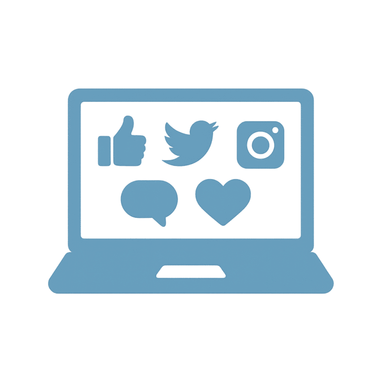 Innovative social media management icon symbolizing growth, engagement, and brand reputation across platforms